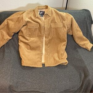 vintage Old College Inn corduroy jacket in beige/tan color with a sherpa lining